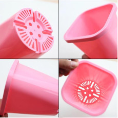 方口彩色膠花盆連底碟