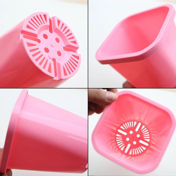 方口彩色膠花盆連底碟